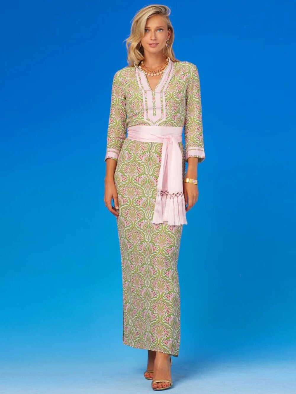 Nicoblou Capri Long Tunic Dress Delicate Ferns Size 2 NWT